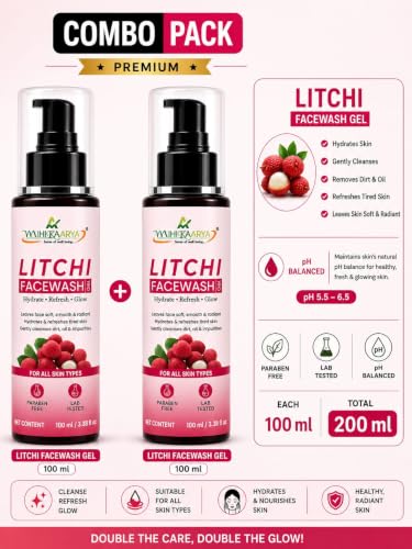 Image of Litchi Face Wash for Men & Women - Pack of 2 (100ml + 100ml) | Refreshing & Gentle Daily Cleanser
