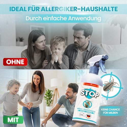 KRAFTKÖNIG Milbenspray für Matratzen und Polster 500 ml - Für Allergiker