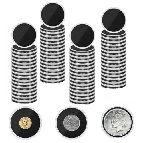 zandfelo 60 Pcs 17-40mm Coin Holders,Silver Dollar Coin Holders, Round Coin Holder for Collectors, Plastic Coin Protectors with Adjustable Sponge Rings(17/20/25/26/30/33/38/40mm) (60)