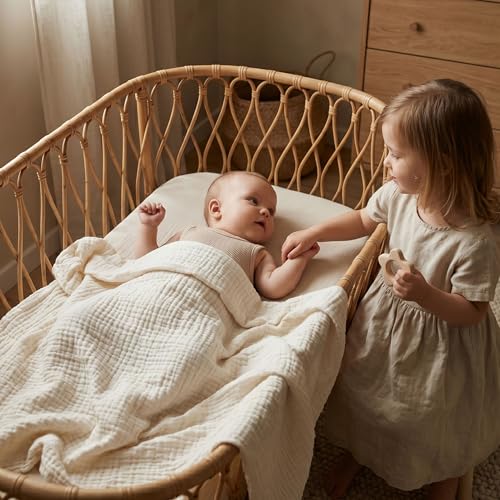 Image of Muslin Swaddle Blankets for Newborn, 4 Pack Breathable Soft Receiving Blanket, Large 38 x 40 inches Swaddle Wrap Burping Clothes, Essentials Infant Shower Items, Toddler Gift (Sweet Pink)