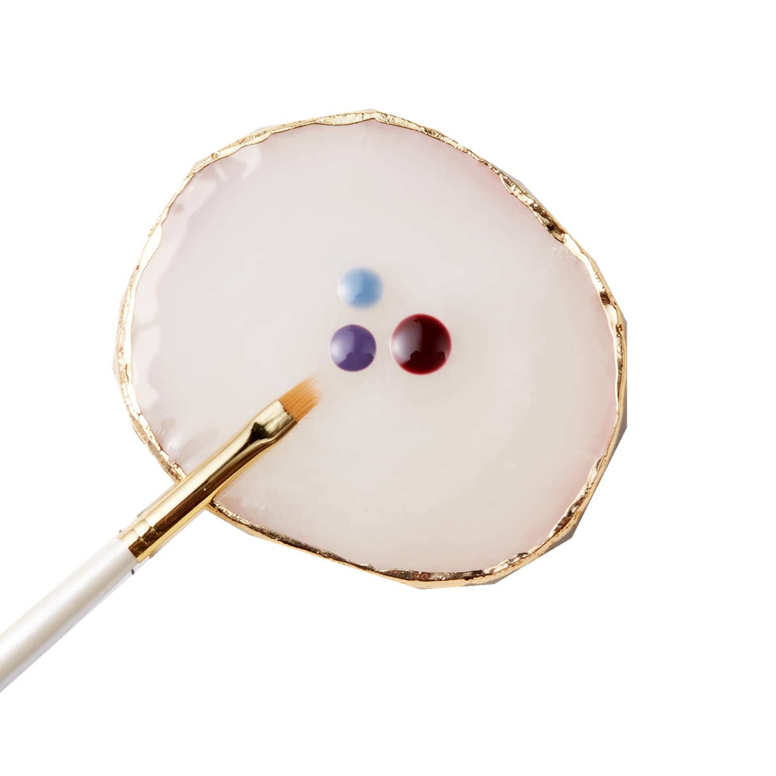 Nail Art Palette, Nail Polish Makeup Pallete Manicure Nail DIY Tool Resin Nail Art Palette Paint Drawing Color Dish Golden for Nail DIY Design Nail Art (01)