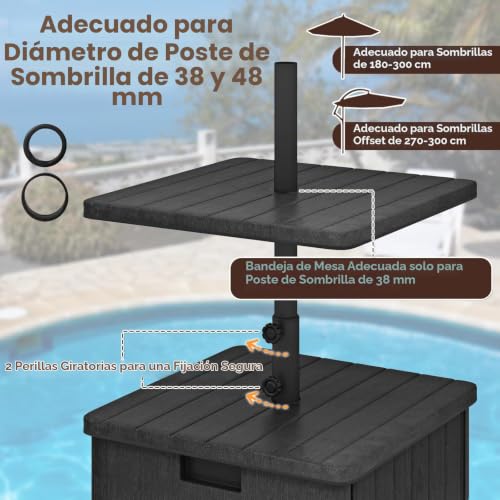 Base de sombrilla con ruedas rellenable GOPLUS soporte para poste 38mm 48mm 8