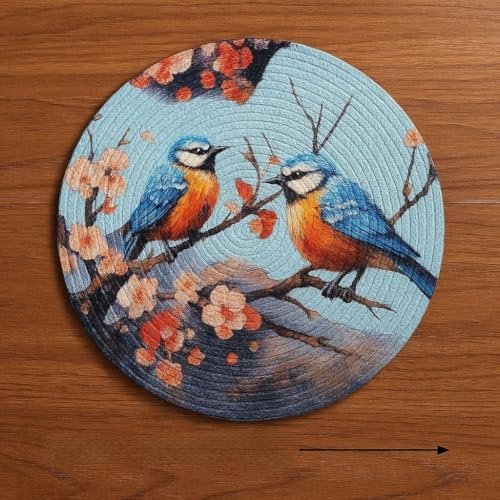 Image of Cotton Printed Round Table Mat (38x38 cm) - Pack of 1 (Single PCS) (Multi 8)