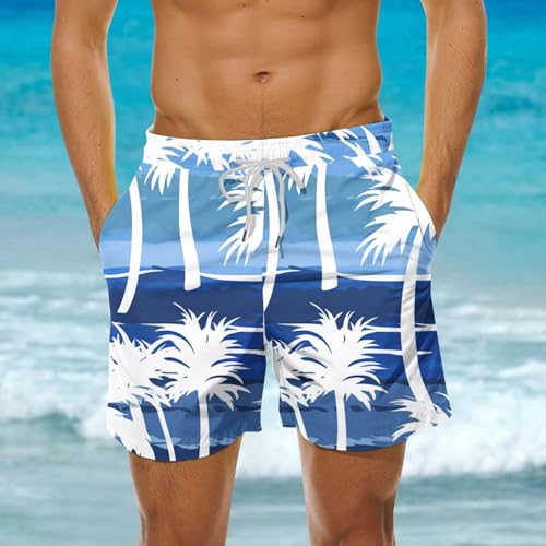 Mens 2025 Summer Swim Trunks Quick Dry Comfy Fit Board Shorts Trendy Graphic Print Drawstring Pocketed Bottoms2