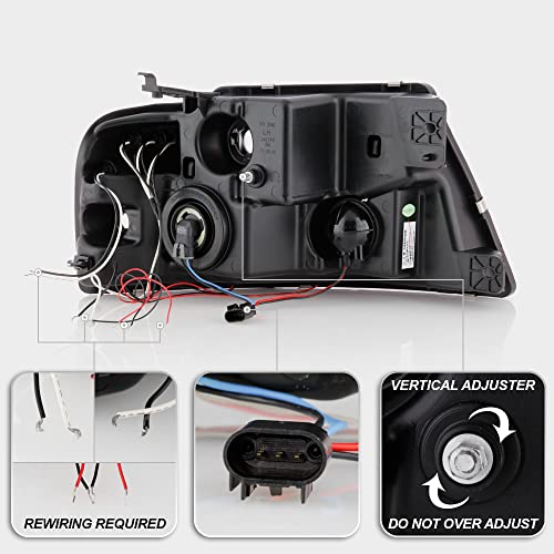 Image of ACANII - For 2004-2008 Ford F150 LED Dual Halo Ring Smoked Lens Projector Headlights Headlamps, Driver & Passenger Side