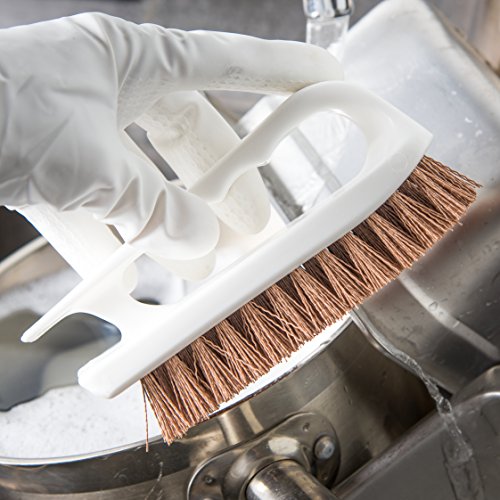 Image of SPARTA 4002425 Ergonomic Iron-Shaped Handle Scrub Brush, 6 inch, Tan /White