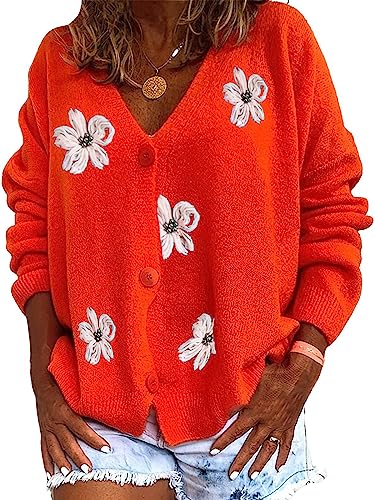 ebossy Women's Embroidery Floral Cable Knit...