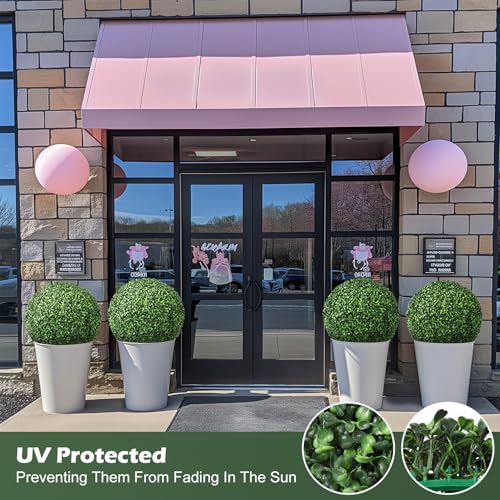 20” Artificial Plant Topiary Ball, Pre-Lit Artificial Topiary Plant with 8 Mode, 40 LED Lights, Battery Operated,and Remote Control, Light Plant Ball for Backyard, Wedding and Home DéCor (2-Pack)