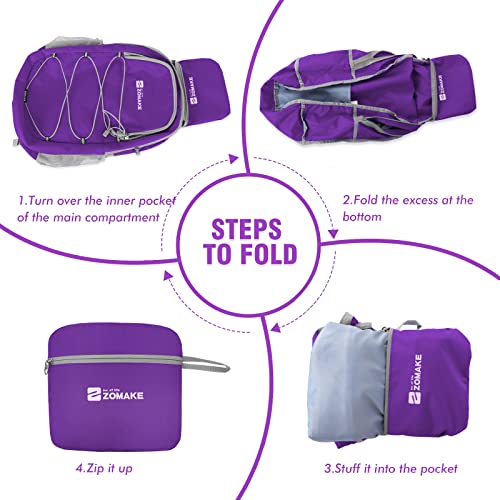 Image of ZOMAKE Ultra Lightweight Hiking Backpack 28L, Packable Small Backpacks Water Resistant Daypack for Women Men(Purple)