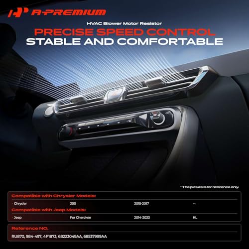 Image of A-Premium Front HVAC Blower Motor Resistor Compatible with Jeep & Chrysler | for Cherokee 2014-2023, 200 2015-2017 - Replace# 68223049AA