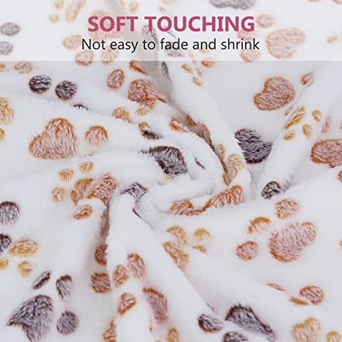 Comsmart Dog Blankets For Dog And Cat, Cute Paw Print Dog Bed Blanket, Soft Warm Fleece Throw Pet Blanket For Small Medium Large Dog, Puppy, Kitten, Guinea Pig (Brown/Pink/White, 1 Pack 3, 40 * 47In) #TOP2