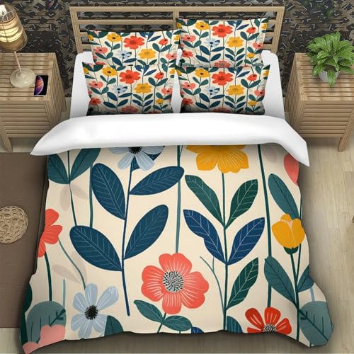 Housse de couette fleurie 200x200 pour lit double en microfibre - 5