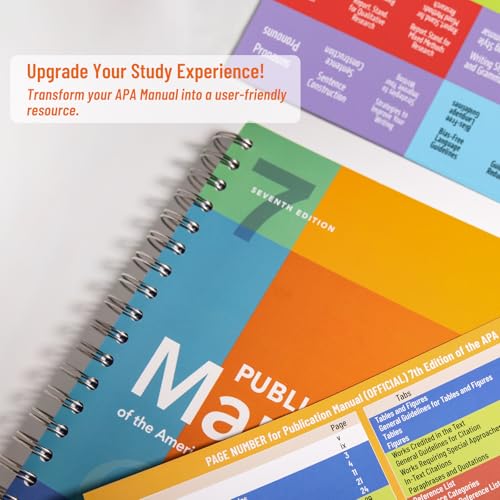Guia de índice para manual de publicação 7ª edição da APA, 70 abas pré-impressas e 14 abas em branco