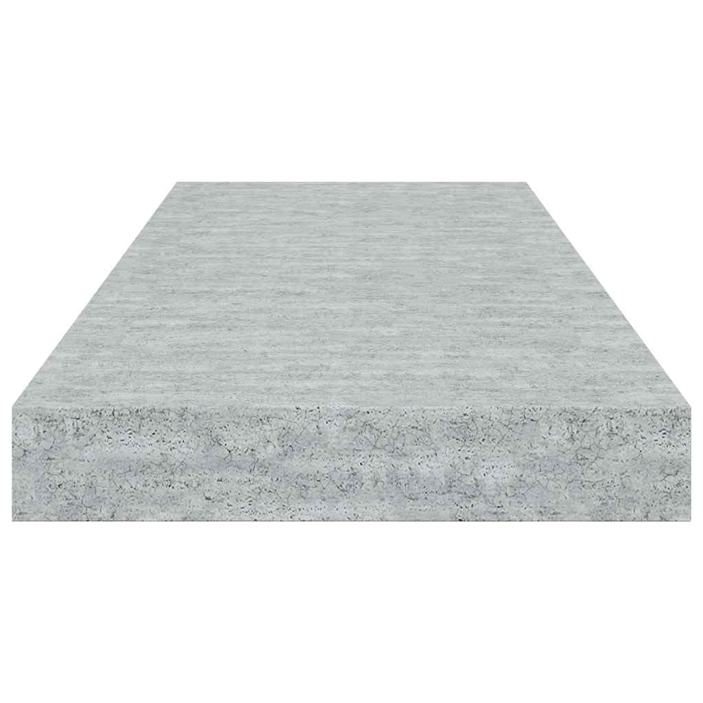 Zestaw 4 półek wiszących, szary beton, 60 x 23,5 x 3,8 cm, płyta MDF, niewidoczne mocowanie na ścianie, nowoczesny design do salonu, sypialni i biura