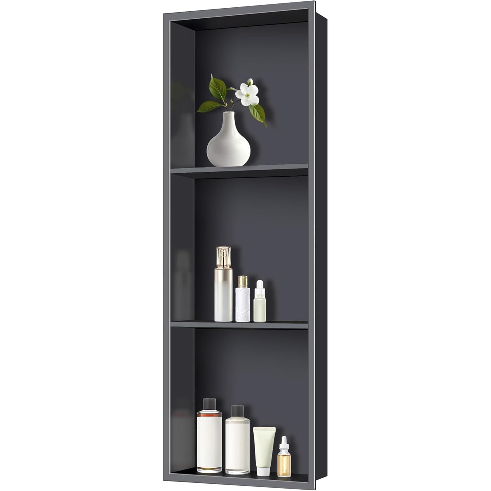 LIYRGWN Shower Shelf Shower Niche with Drainage White Stainless Steel Wall Shelf Organizer Waterproof Recessed Insert Storage Showers