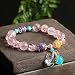 Produktbild Deykhang Feng Shui Kristall-Armband Multi-Edelstein Rosenquarz Amethyst Crystallized Glaze 10mm Heilung Chakra Talisman ziehen Geld Glück Liebe Romantische Beziehungen Frauen
