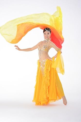 Miniatura 2 de Velos de danza del vientre de seda 100% y bufanda color degradado 98.4 * 43.3 pulgadas