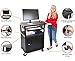 Line Leader Plastic AV Cart with Keyboard Tray and Locking Metal Cabinet, Heavy Duty Mobile Workstation with 4 Rolling Casters, 2 Locking Brakes, Heavy Duty, Holds up to 100 lbs (34 Inch w Cabinet)