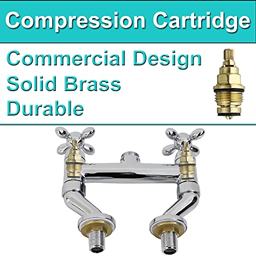 Yoogyy Commercial Sink Pre-Rinse Sprayer 4-8 Inch Center Deck Mount 26’’ Height Kitchen Faucet, Dual Hole Dual Handles With High Pressure Pull Down Spray Valve And 10’’ Add On Spout #TOP6