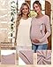 Oakgarden 4 Pack Women's Cotton Nursing Tops Breastfeeding Maternity Hidden Zippers Crew Neck Long Sleeve Pregnancy Shirts(Gray Rose, Taupe, Beige, Black,Medium)