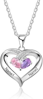 Personalisierte Sterling Silber ketten mit Simulierte Birthstone Halskette Echt Silber Gravur für Frauen halskette für mama mit gravur…