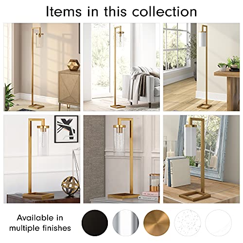 Henn&Hart 67.75" Tall Floor Lamp With Glass Shade In Brass/Clear, Floor Lamp For Home Office, Bedroom, Living Room #TOP3