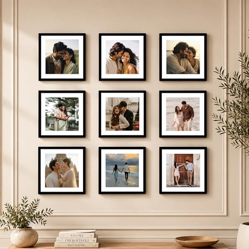 Image of Art Street Premium Photo Frame for living room, Classic Aesthetic Design Photo Frames for Photograph, Art Work, Kids Room Set of 9 (12x12 Inch, Black)