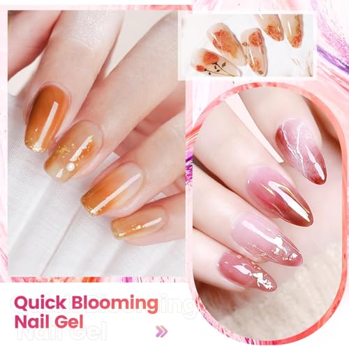 Image of JODSONE Blooming Gel Nail Polish,2pcs 10ml Clear Blooming Gel for Marble,Watercolor,Floral Print,Gradient & Tie Dye Nail Art Effects for Women