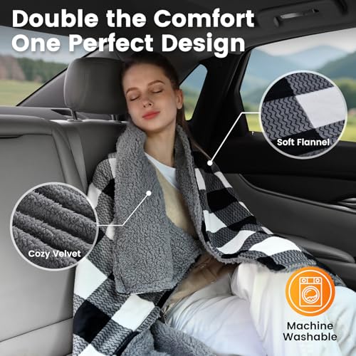 WOOMER Car Heated Blanket, 12-Volt Portable Heated Car Blanket with 4 Heating Levels & 4 Hours Auto Off for Car, Truck, SUV, RV or Camping, Travel, Machine Washable, 59" X 43", Plaid by WOOMER - Image 7