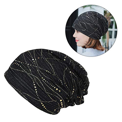 KESYOO boné casual de algodão turbante com faixa de cabeça para adultos (preto), Preto, 29x28cm