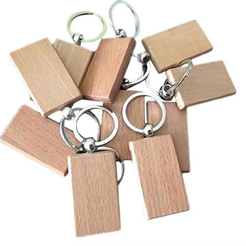 MoonyLI Holzanhänger Schlüsselbund Holz Lünette Anhänger Personalisierte Blank Holz Schlüsselanhänger Anhänger Rohlinge mit Schlüsselringen DIY Craft Rechteck Runde Schlüsselanhänger 10Pcs Cover
