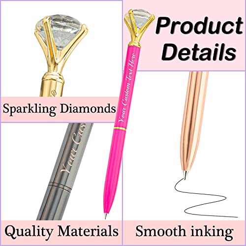 Up To 100 Personalized Diamond Pens Bulk With Name,Custom Imprint Ballpoint Pen Engraved Business Logo Text Message,Customized Gift For Women Men Graduation Birthday Office Commercial-Silver 1Pc #TOP1