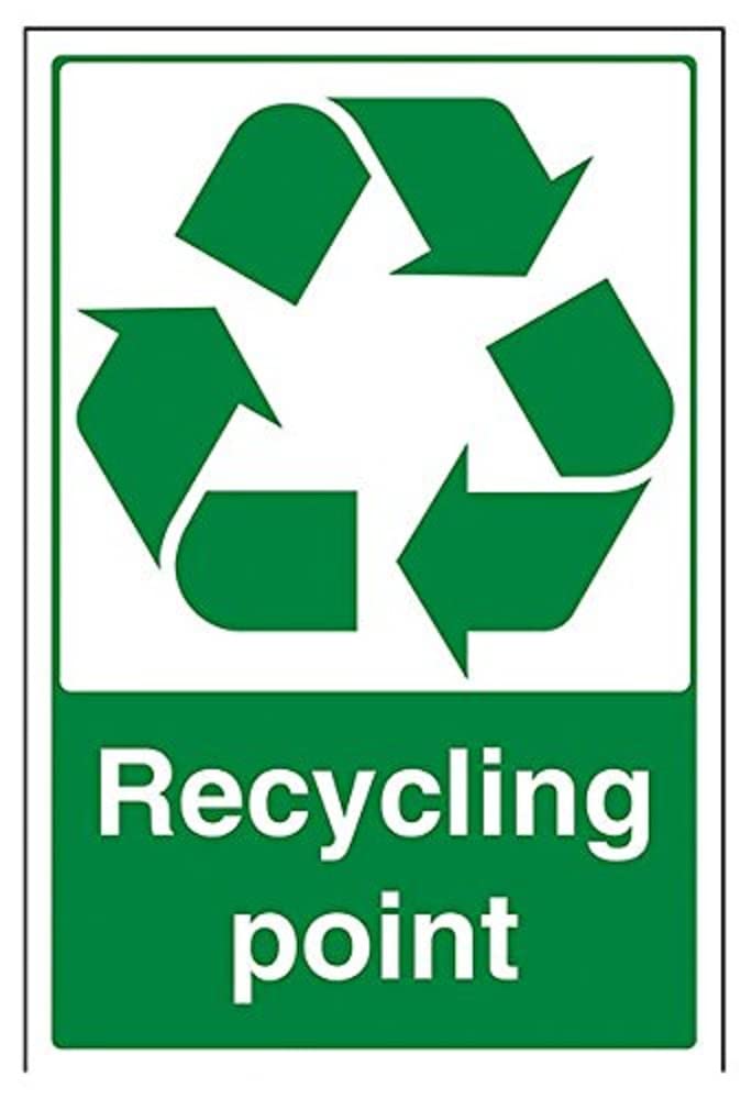 V Safety Recycling Point Sign - 200mm x 300mm - 1mm Rigid Plastic