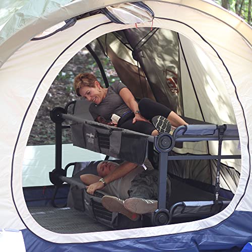 Disc-O-Bed Xl Outfitter Bench Double Cot Camping Bunk With Steel Frame, Hanging Side Organizers, Carrying Bags, And Tool-Free Assembly, Grey #TOP4