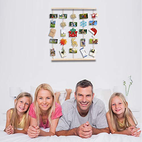 Miniatura 5 de Uping Marcos De Fotos Multiples Para Pared Con Cuerdas Y Pinzas De Madera, Decoración Del Hogar Y Regalo Color De Madera Natural