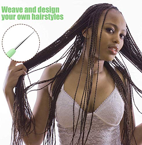 Image of WILLBOND 4 Pcs Dreadlock Crochet Hooks, 0.5 mm 0.75 mm, Green, Mint Green