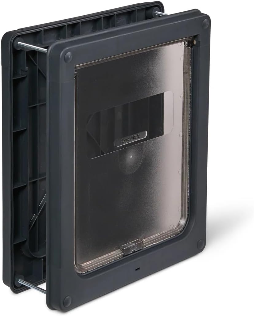 Dog Mate Lockable Medium Dog Door (215G) - Flap for Medium Dogs and Large Cats, for UPVC, Wall and Wood, Securely Designed for Your Pets, Grey