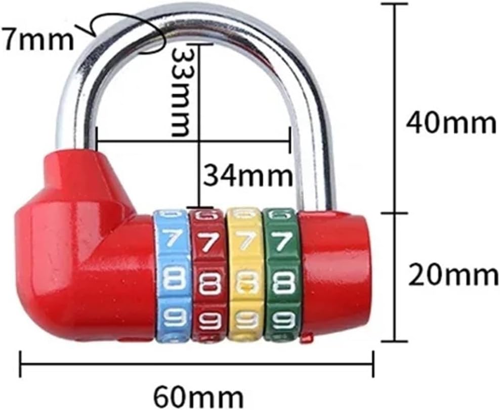 4 Letters Combination Padlock Code Password Lock for Door Cabinet Drawer Bike Motorcycle MMS61 G1 1Pcs(Red)