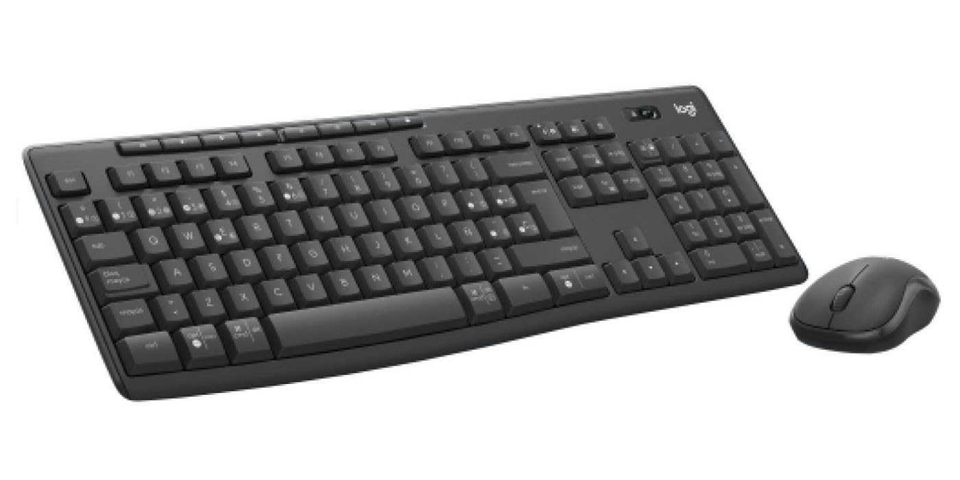 Logitech Black Keyboard And Mouse Mk370 Graphite Steel Spanish Qwerty