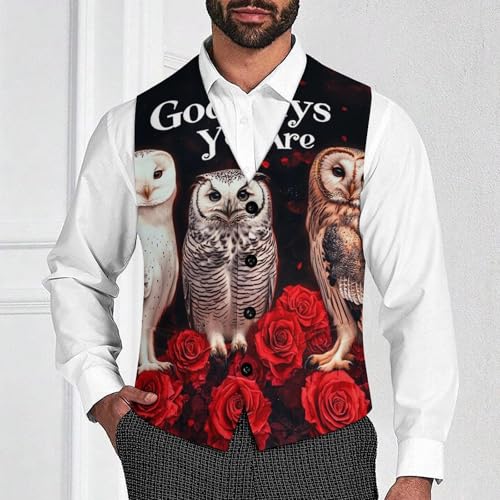 God Says You Are Owl Men's Suit Vests Dress Vest V-Neck Waistcoat Slim Business Formal with Pocket2