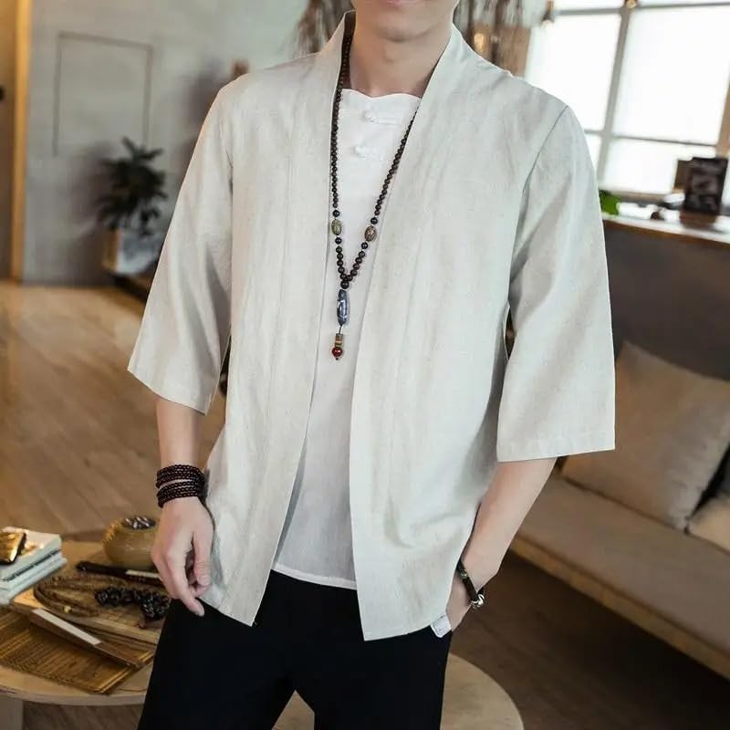Japanese Kimono Men Cardigan Streetwear Male Shirt Traditional Japanese Tops