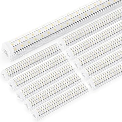 Ensenior 10 Pack 4 FT Led Shop Lights, 6000K Clear White, 5000LM Super Bright, 36W Equivalency 468W, Commercial Bay Lighting, U-Shaped Linkable Shop Lights Plug in for Garage, Workshop, FCC Certified