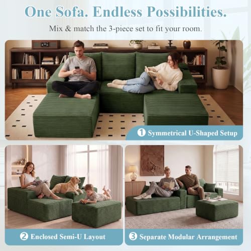 Image of Boneless Cloud Sectional Couch Modular Sofa with Ottoman for Living Room