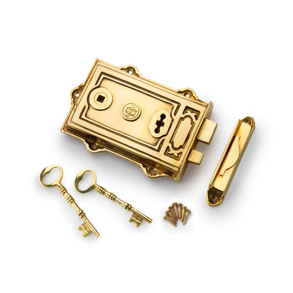 Ab Hardware Solid Brass Davenport Rim Lock Victorian Traditional Antique Door Old Style