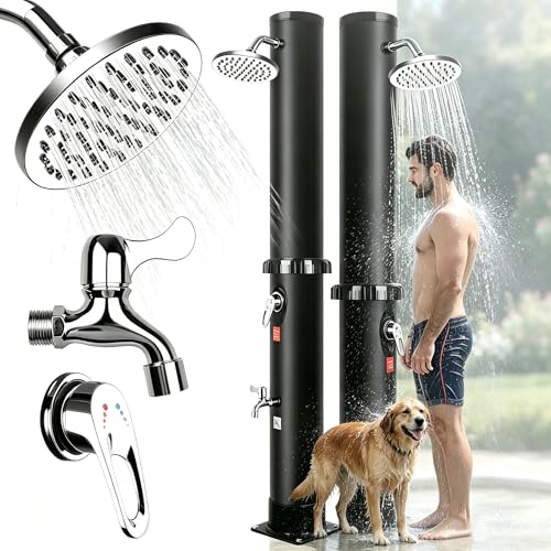 Qdreclod Solar Gartendusche 40Liter -Solardusche mit 360° Drehbarem Duschkopf und Fußhahn...