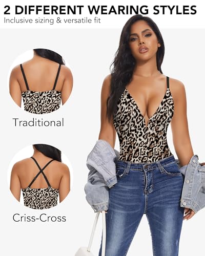 Image of SHAPERIN Bodysuit for Women Shapewear Tummy Control Deep V Neck Plunge Sleeveless Backless Thong Body Suit Tank Top