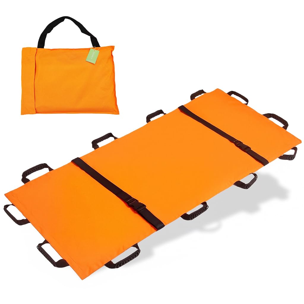 HANNEA® Foldable Soft Stretcher with Dual Quick Release Safety Belt, 180x70cm Easy Packable Emergency Oxford Cloth Stretcher for Adults, 12 Rubberized Lifting Handles-image-36