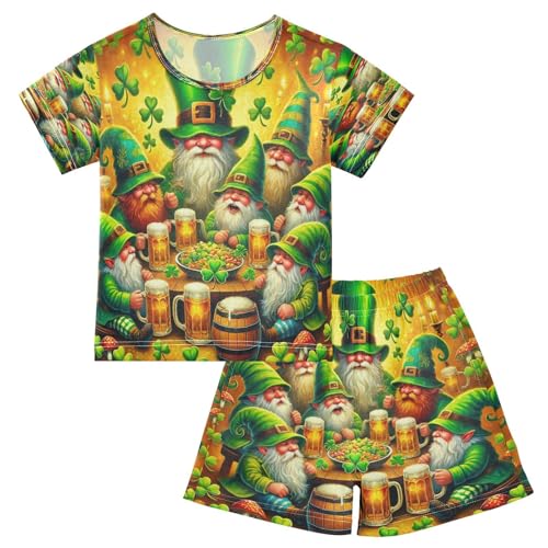 Gnome St Patrick Clover Pajama Set Short Sleeve Sleepwear Soft Pajamas Shorts Sets Cotton PJS 5Y