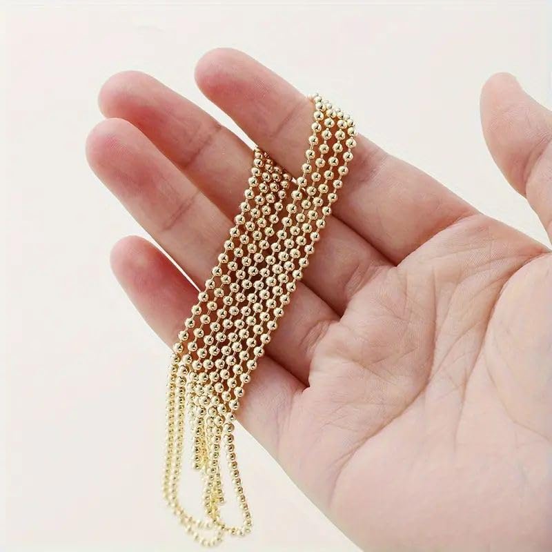 Image of IFNOW Ceiling Fan Pull Chain Metal Fan Pull Chain Extension, Ceiling Fan Chain Connector, Diameter 3.2mm 13 Feet Long with 16 PCS Connector (6.5 Feet Gold*2)
