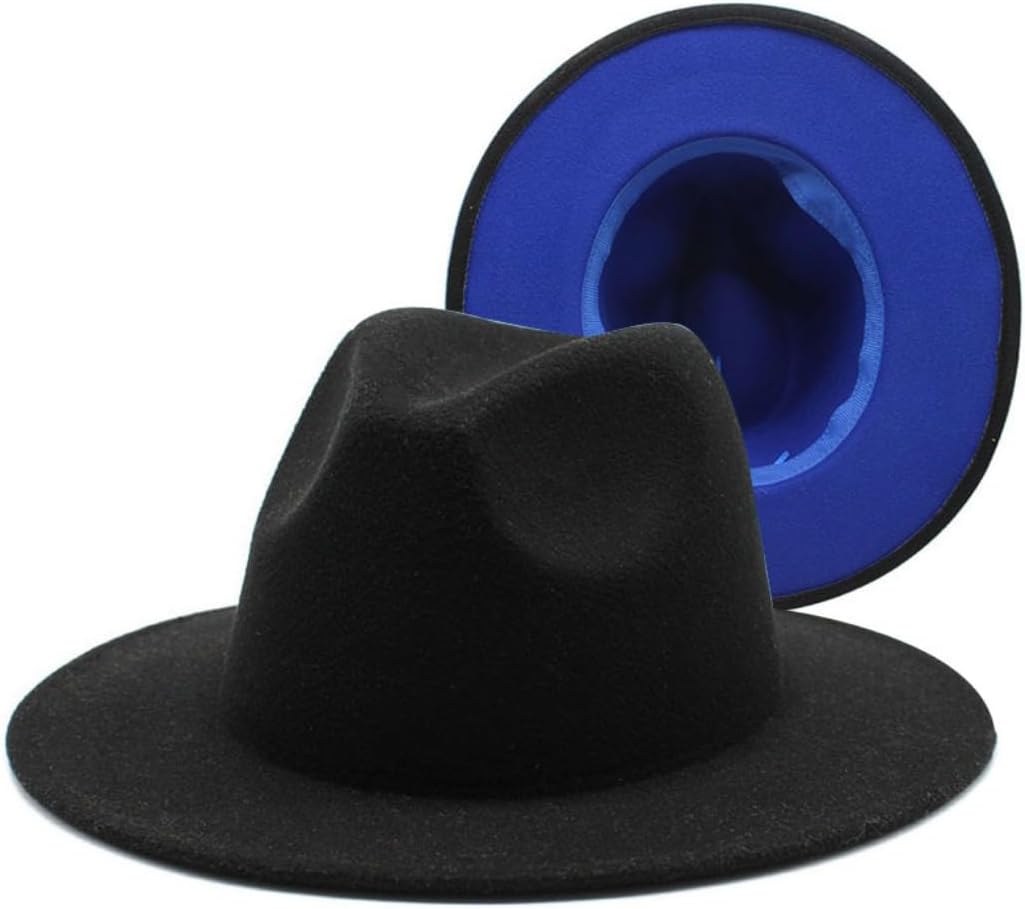 Wide Brim Fedora Hat, White with Pink Interior, Wool Felt Material